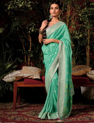 Stunning mint green wedding saree
