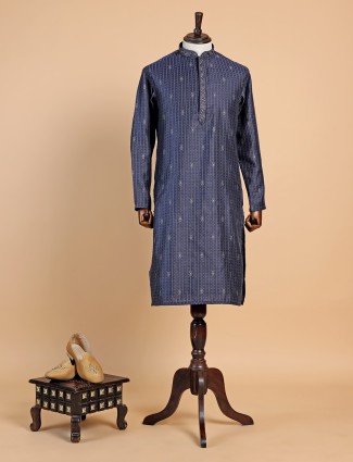 Stunning navy silk kurta suit for festive