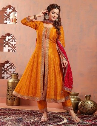Stunning orange silk salwar suit