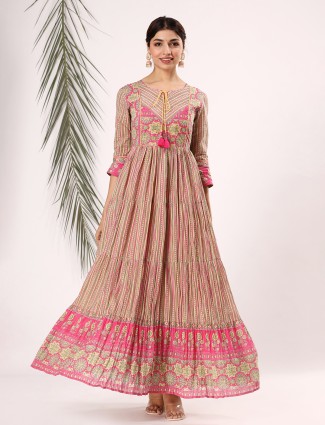 Stunning pink cotton casual kurti