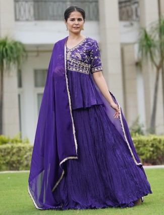 Stunning purple silk lehenga suit