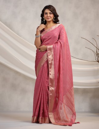 Stunning silk dark pink saree