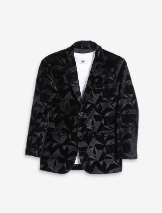Stylish black textured velvet blazer