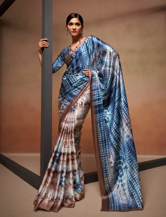 Stylish blue printed saree