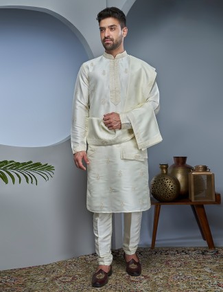 Stylish cream kurta suit
