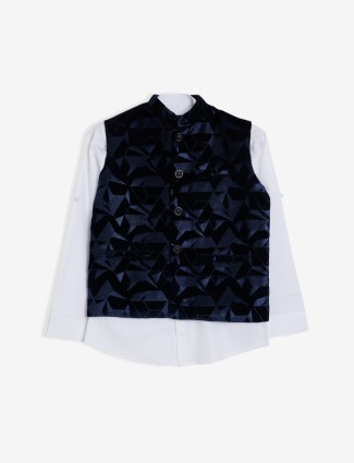 Stylish navy velvet waistcoat with shirt