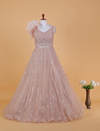 Stylish peach net gown