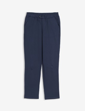 Stylish plain navy cotton pant
