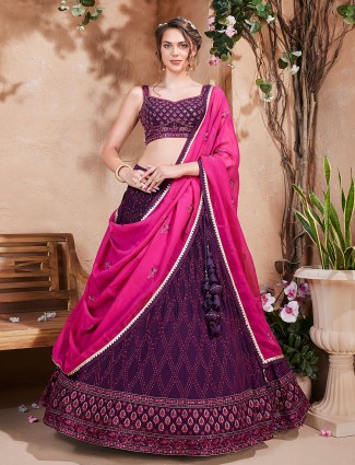 Dust Pink & Purple Color Wedding Collection Designer Semi-Stich Lehenga  Choli :: ANOKHI FASHION