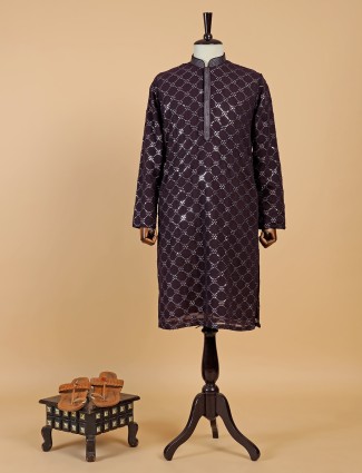 Stylish wine georgette kurta suit