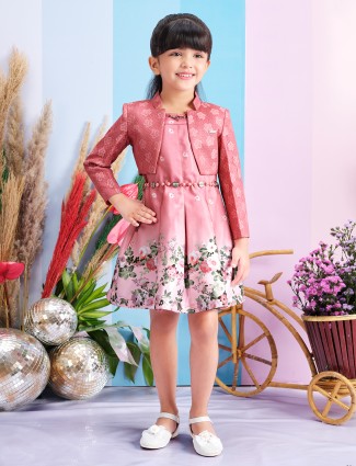 Tiny Baby pink shaded floral printed frock