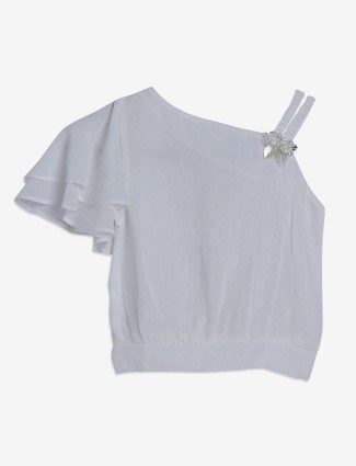 Tiny Girl white georgette plain top