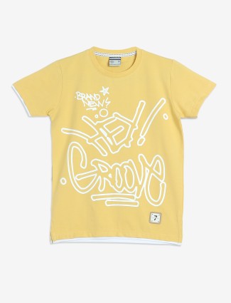 TREND light yellow cotton printed t-shirt