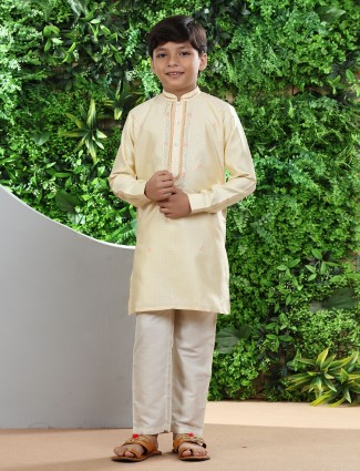 Trendy cream kurta suit for festive