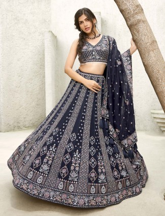 Glossy Grey Lehenga with Net Blouse – Mehr By Pretty