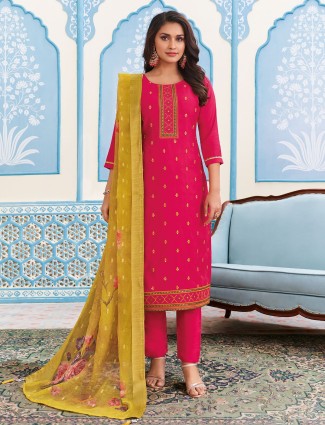 Trendy magenta salwar suit with contrast dupatta