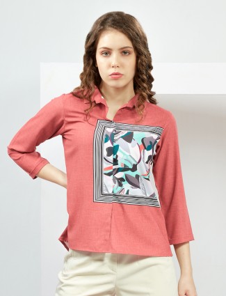 Trendy maroon cotton printed shirt