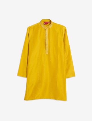 Trendy mustard yellow silk kurta suit for festive