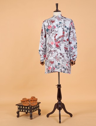 Trendy off white printed kurta suit in cotton