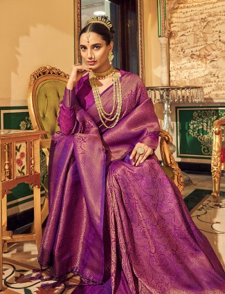 Trendy purple soft silk saree