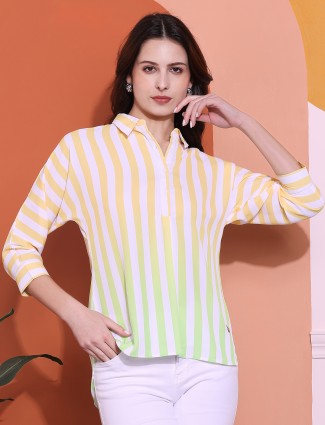 Trendy yellow stripe casual top