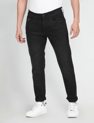 U S POLO ASSN black solid slim taper jeans