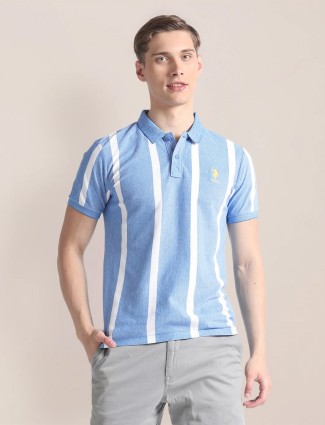 U S POLO ASSN blue stripe cotton t-shirt