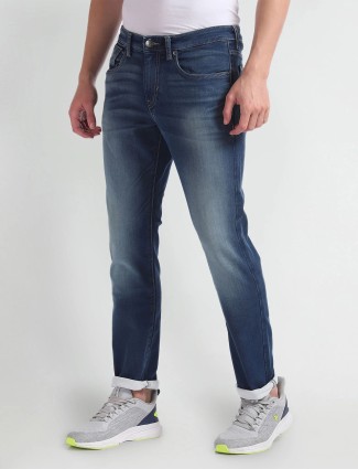 U S POLO ASSN blue washed slim taper jeans
