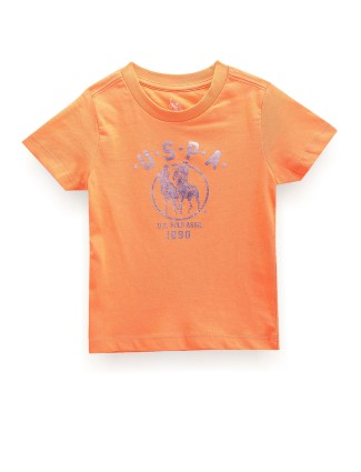 U S POLO ASSN cotton printed orange t-shirt