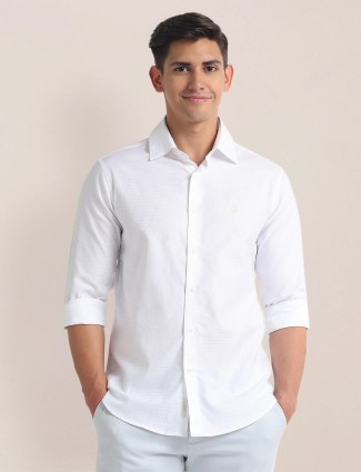 U S POLO ASSN cotton white  casual shirt