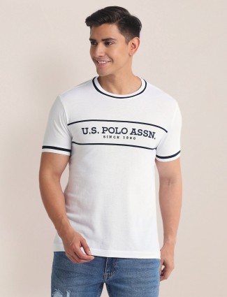 U S POLO ASSN cotton white casual t-shirt