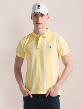 U S POLO ASSN cotton yellow stripe t-shirt