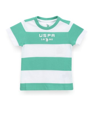 U S POLO ASSN green and white stripe t-shirt