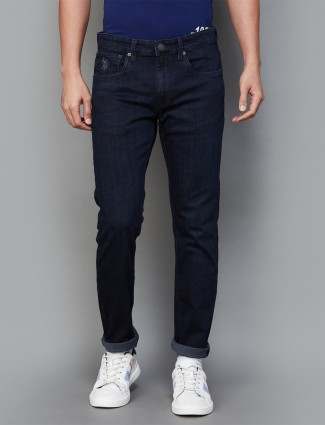 U S POLO ASSN navy solid skinny fit denim jeans