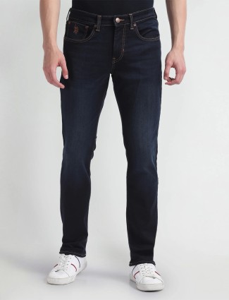 U S POLO ASSN navy washed slim taper jeans