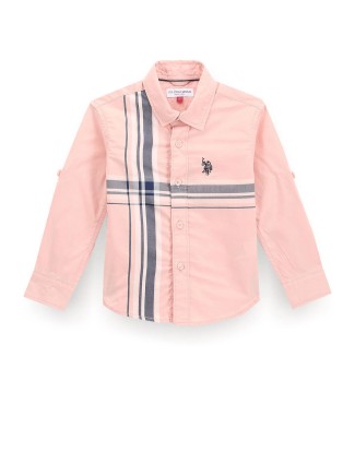 U S POLO ASSN peach stripe cotton shirt