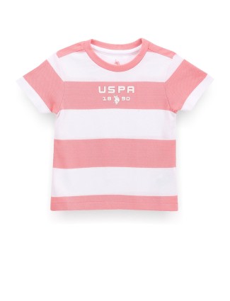 U S POLO ASSN peach stripe cotton t-shirt