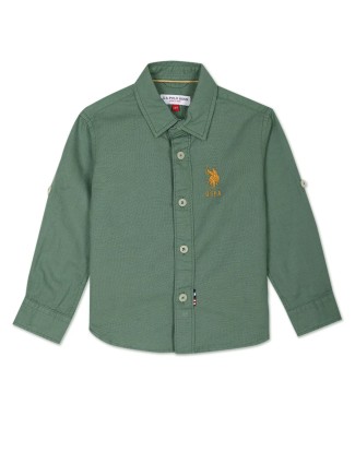 U S POLO ASSN plain green cotton shirt