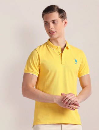 U S POLO ASSN plain yellow cotton t-shirt