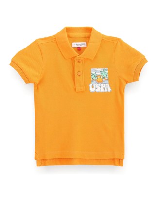 U S POLO ASSN printed cotton orange t-shirt