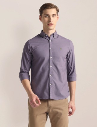 U S POLO ASSN purple plain cotton shirt
