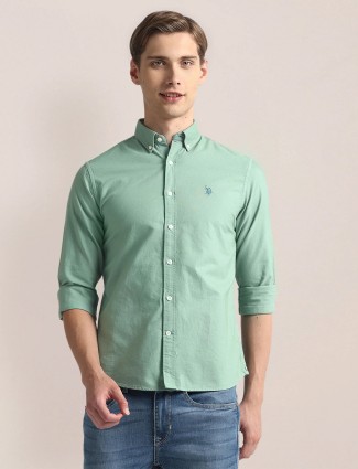 U S POLO ASSN sea green cotton shirt