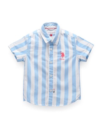 U S POLO ASSN sky blue stripe shirt in cotton