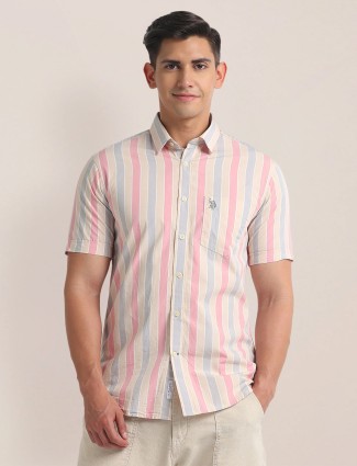 U S POLO ASSN stripe cotton multi color  shirt