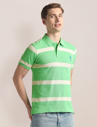 U S POLO ASSN stripe green cotton t-shirt