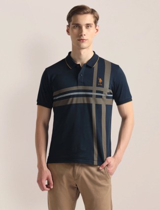 U S POLO ASSN stripe navy cotton t-shirt
