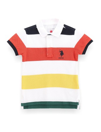 U S POLO ASSN white stripe polo cotton t-shirt
