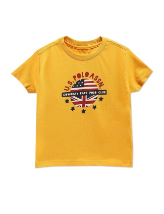 U S POLO ASSN yellow cotton printed t shirt