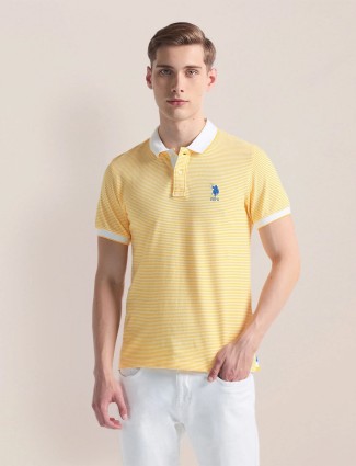 U S POLO ASSN yellow stripe cotton t-shirt