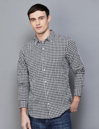 UCB black and white cotton checks shirt